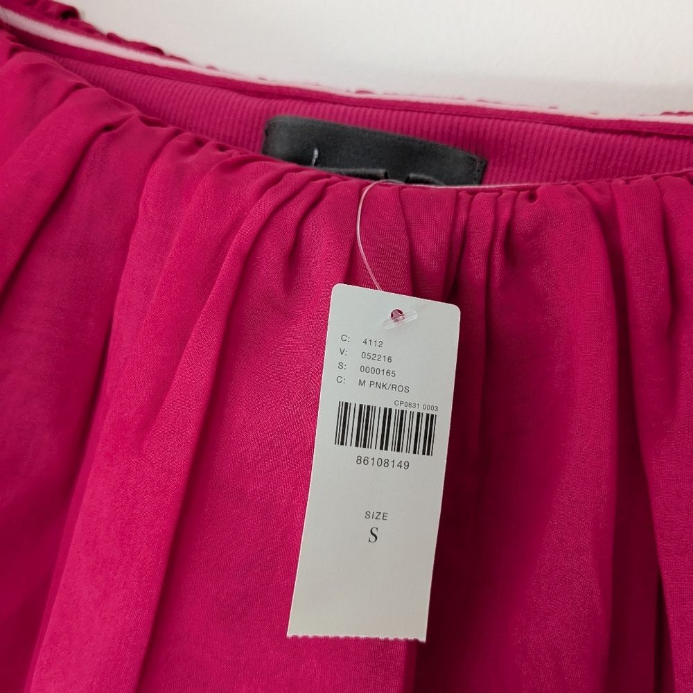 NWT! Anthropologie Pink Off-The-Shoulder Organza Ruffle Top - Picture 3 of 9